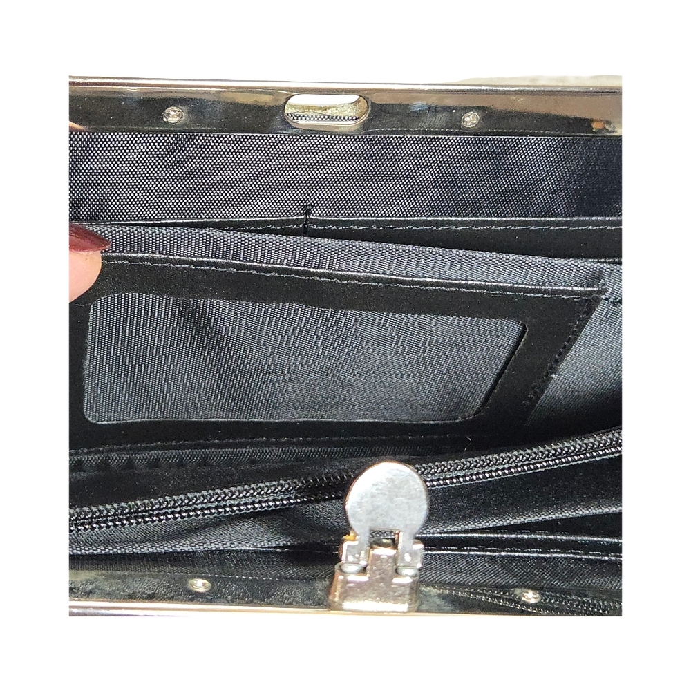 Leopard Print Sequin Clutch with Gold Accents - Picture 4 of 7